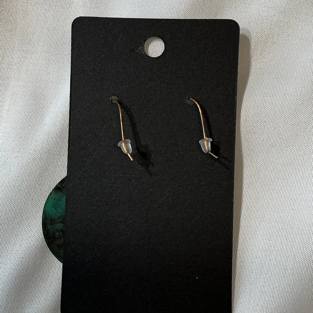 Turquoise and Brown Circular Drop Earrings - Bohemian Look - Lightweight - Picture 3 of 5
